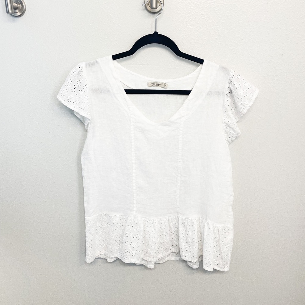 Lungo L’arno White 100% Linen Top size S